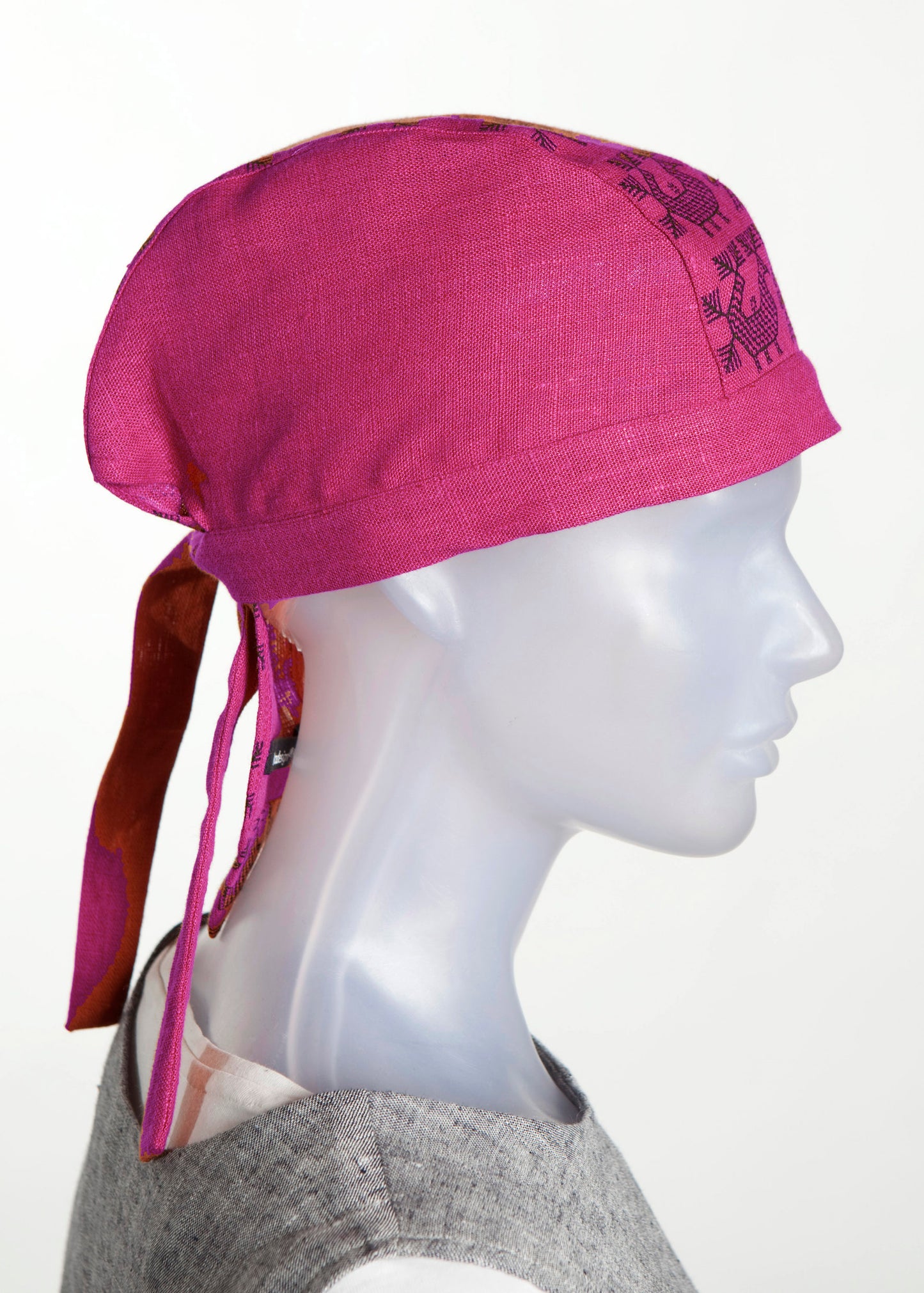 Säpsänä -pellavapäähine fuksia