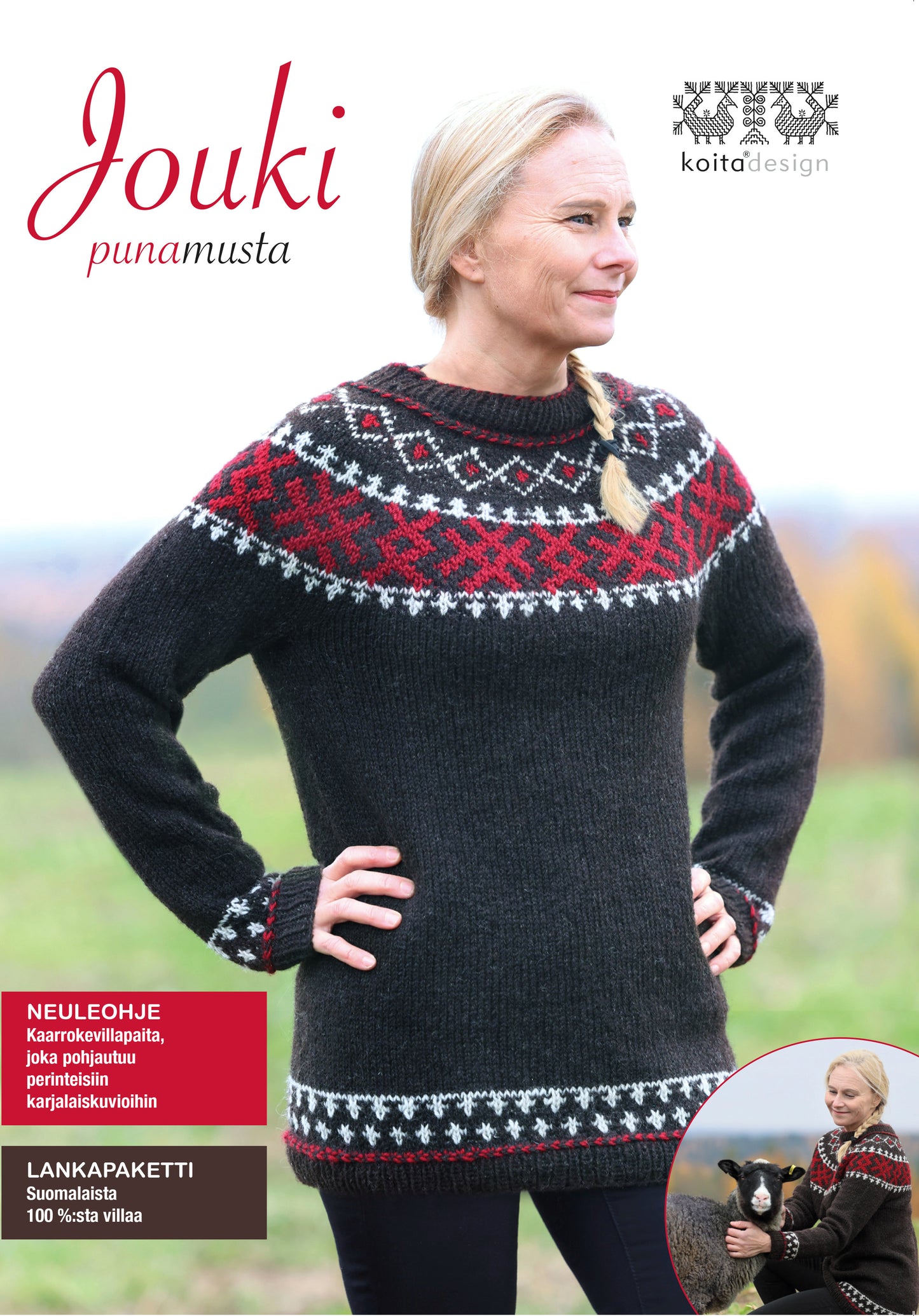 _Jouki -villapaita tarvikepaketti punamusta naiset