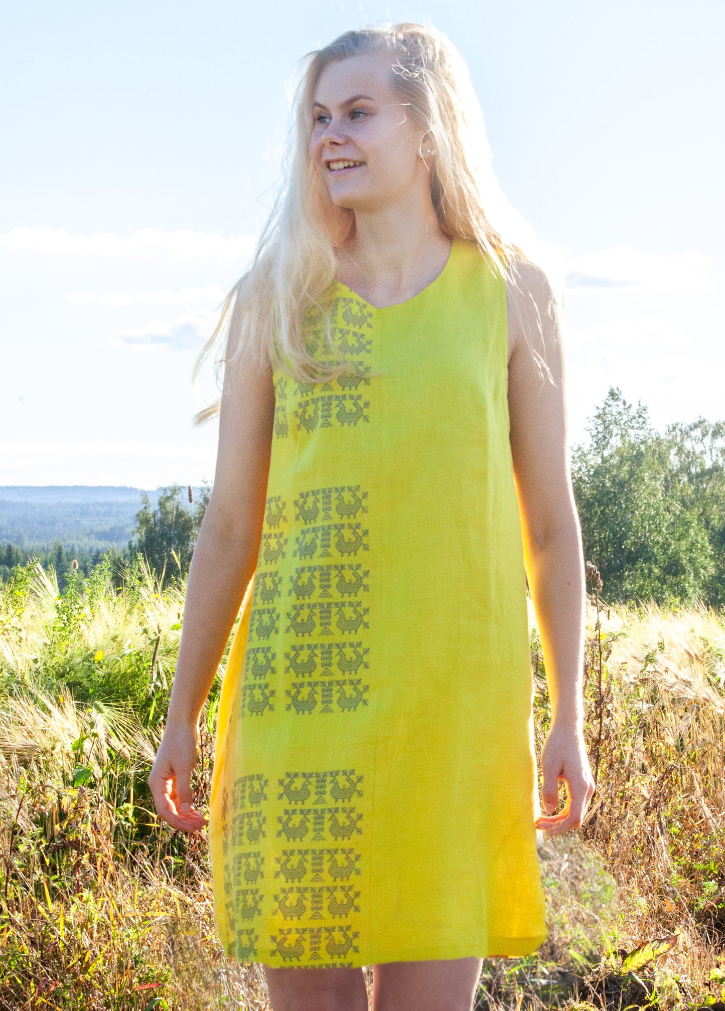 Sara -pellavamekko sitruuna