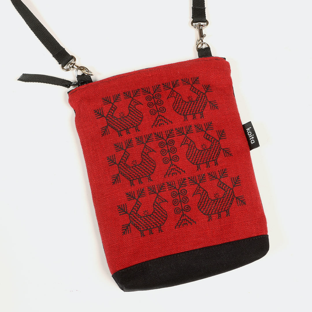 Kukkilintu -pellavapussukka punainen