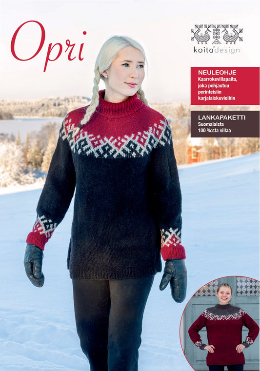 Opri -villapaita tarvikepaketti musta/puolukka